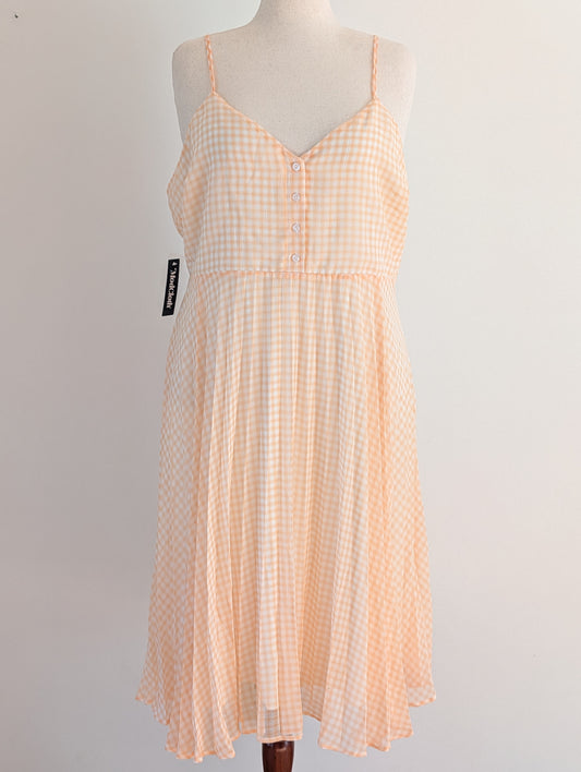 NWT ModCloth Peach Gingham Midi Dress – 1X