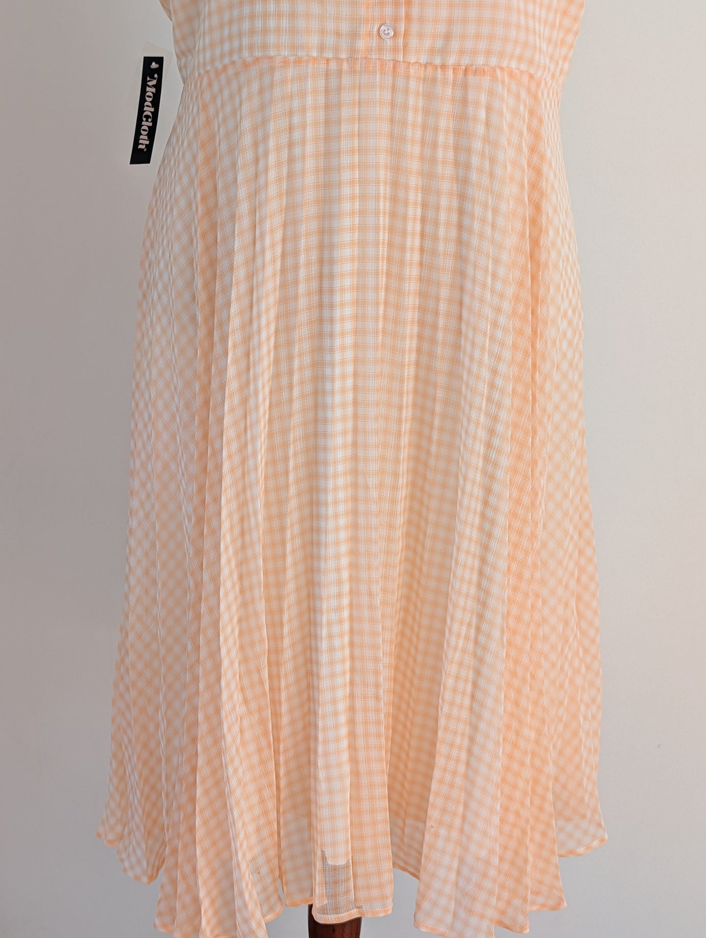 NWT ModCloth Peach Gingham Midi Dress – 1X
