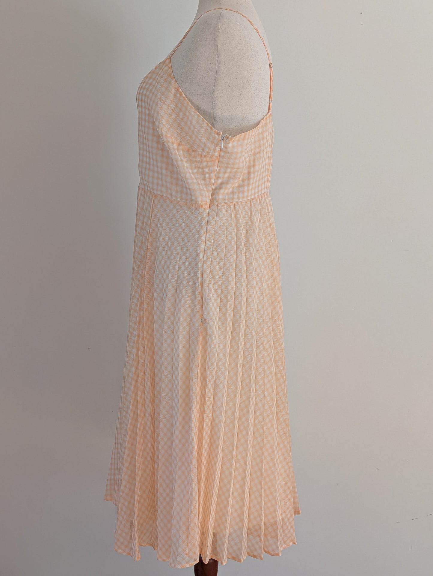 NWT ModCloth Peach Gingham Midi Dress – 1X