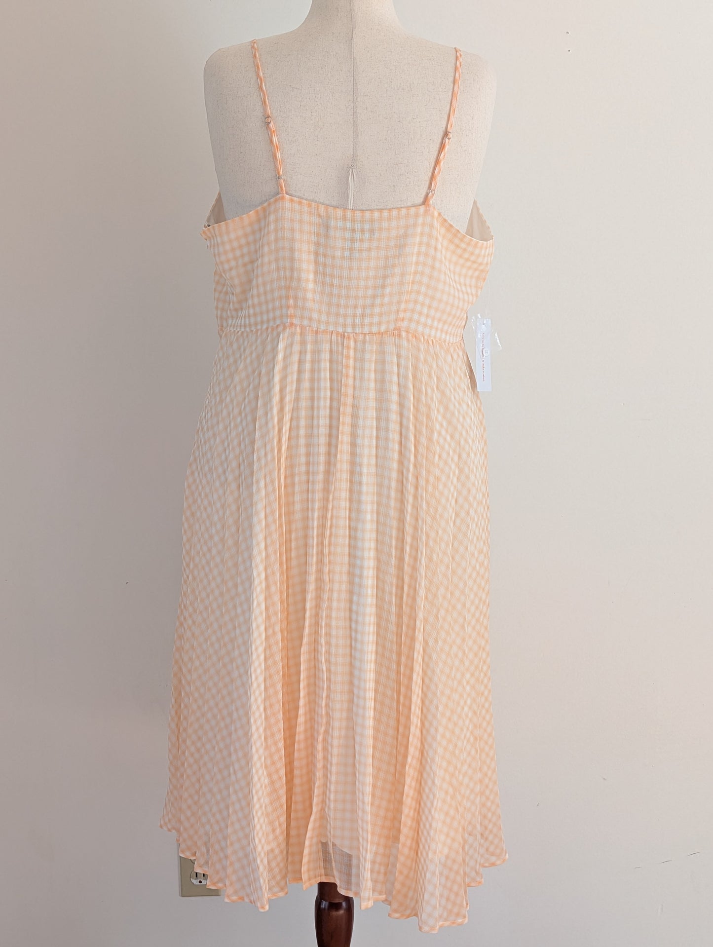 NWT ModCloth Peach Gingham Midi Dress – 1X