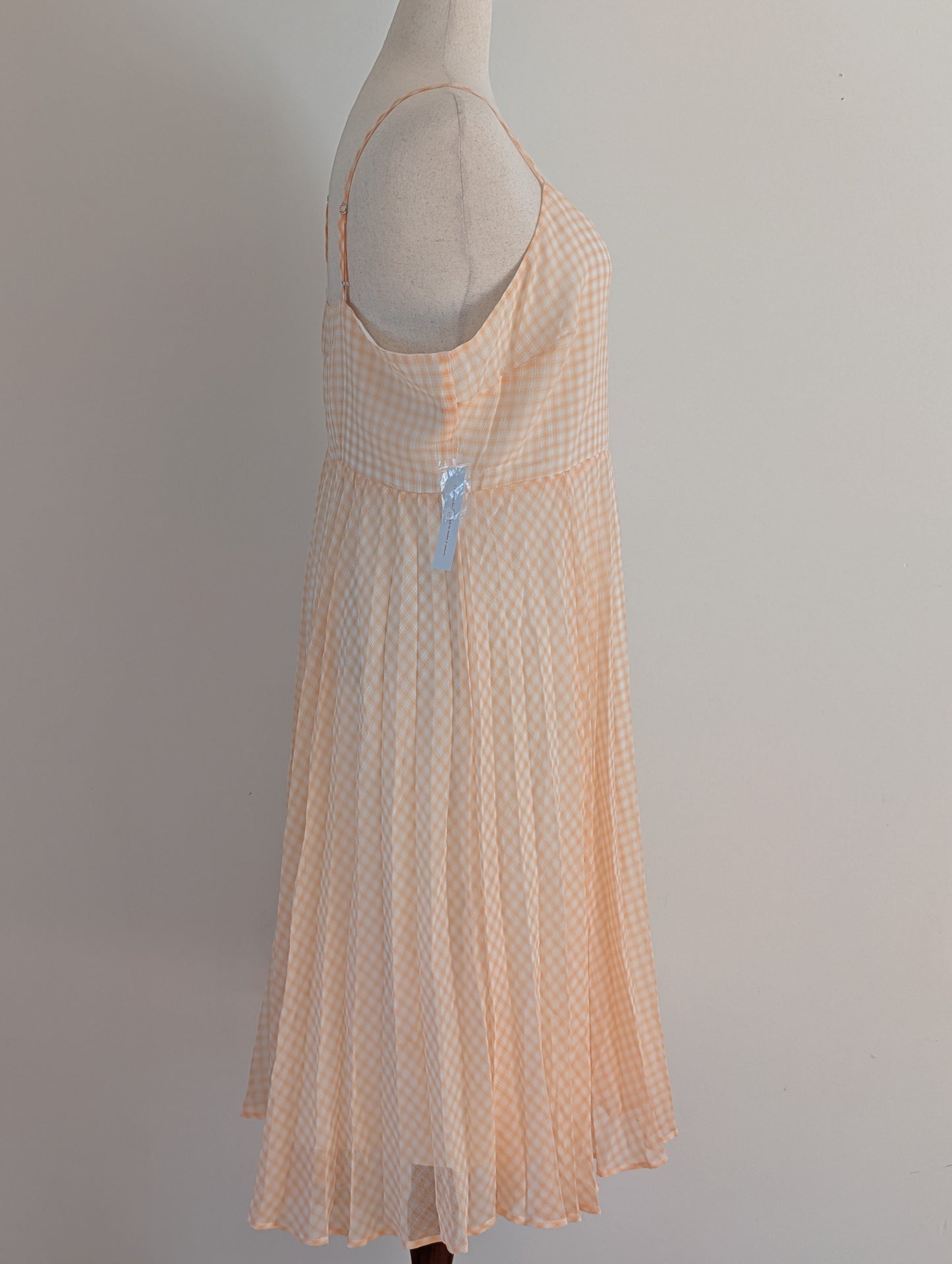 NWT ModCloth Peach Gingham Midi Dress – 1X
