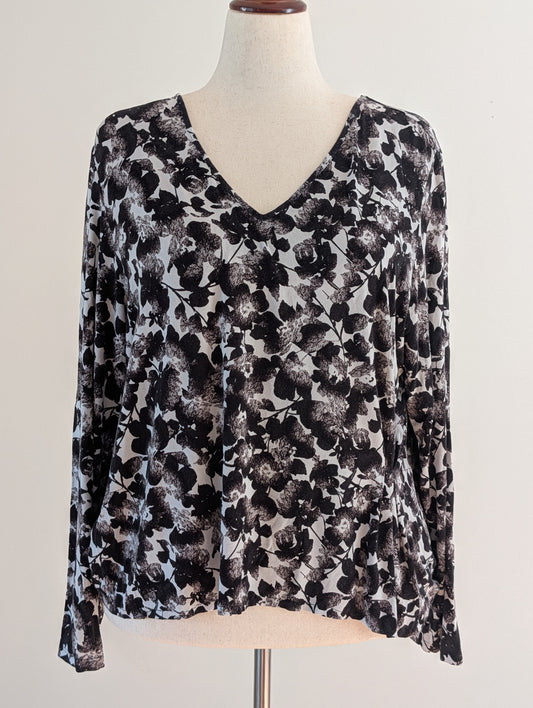 J.Jill Wearever Black Floral Tunic Top – XL