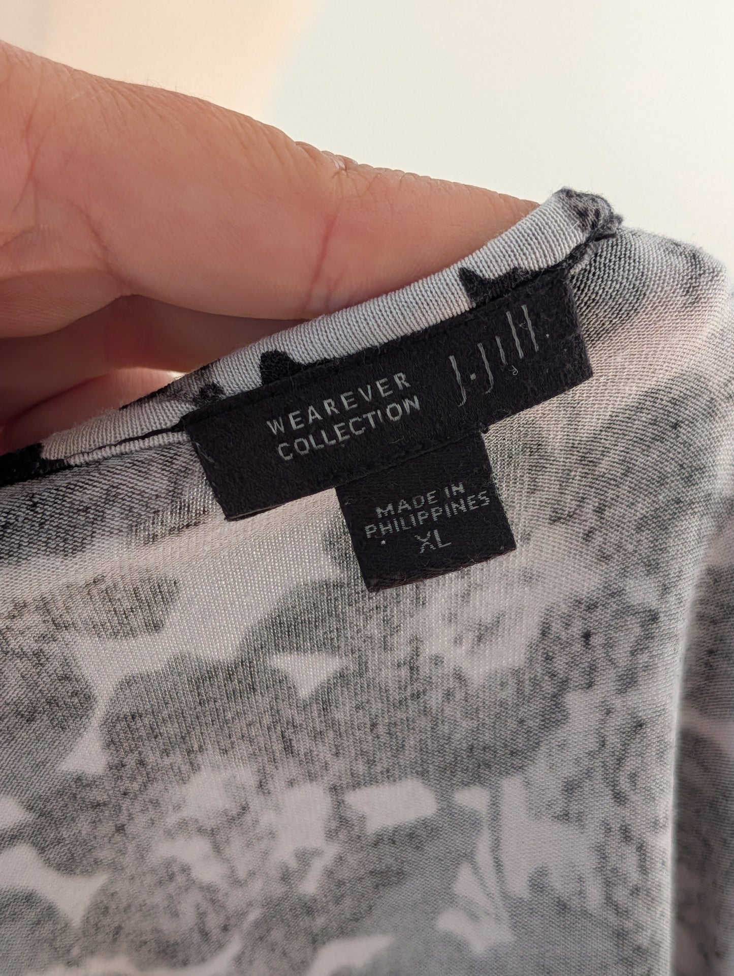 J.Jill Wearever Black Floral Tunic Top – XL