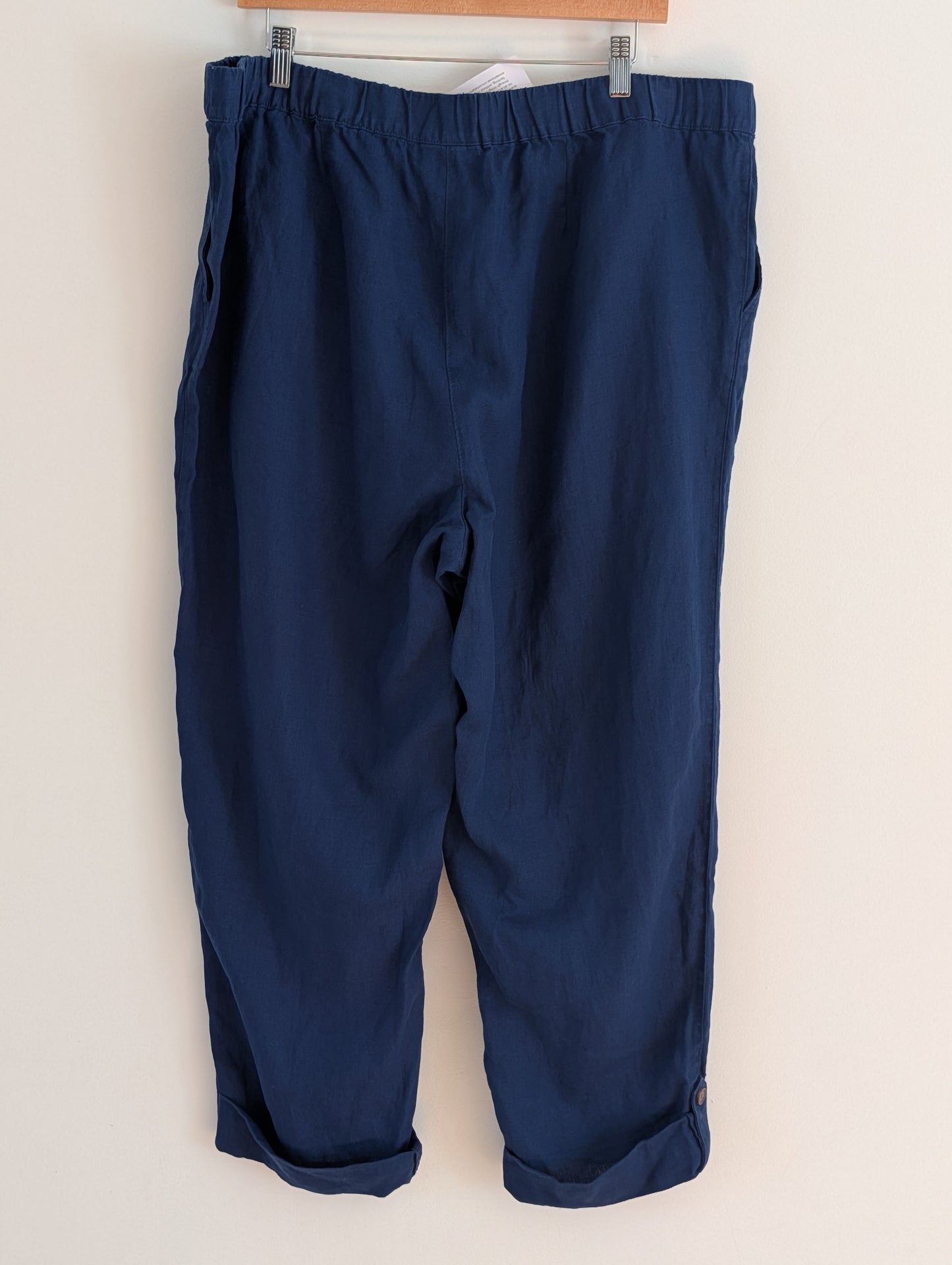 NWT J.Jill Navy European Flax 100% Linen Pants - 2X