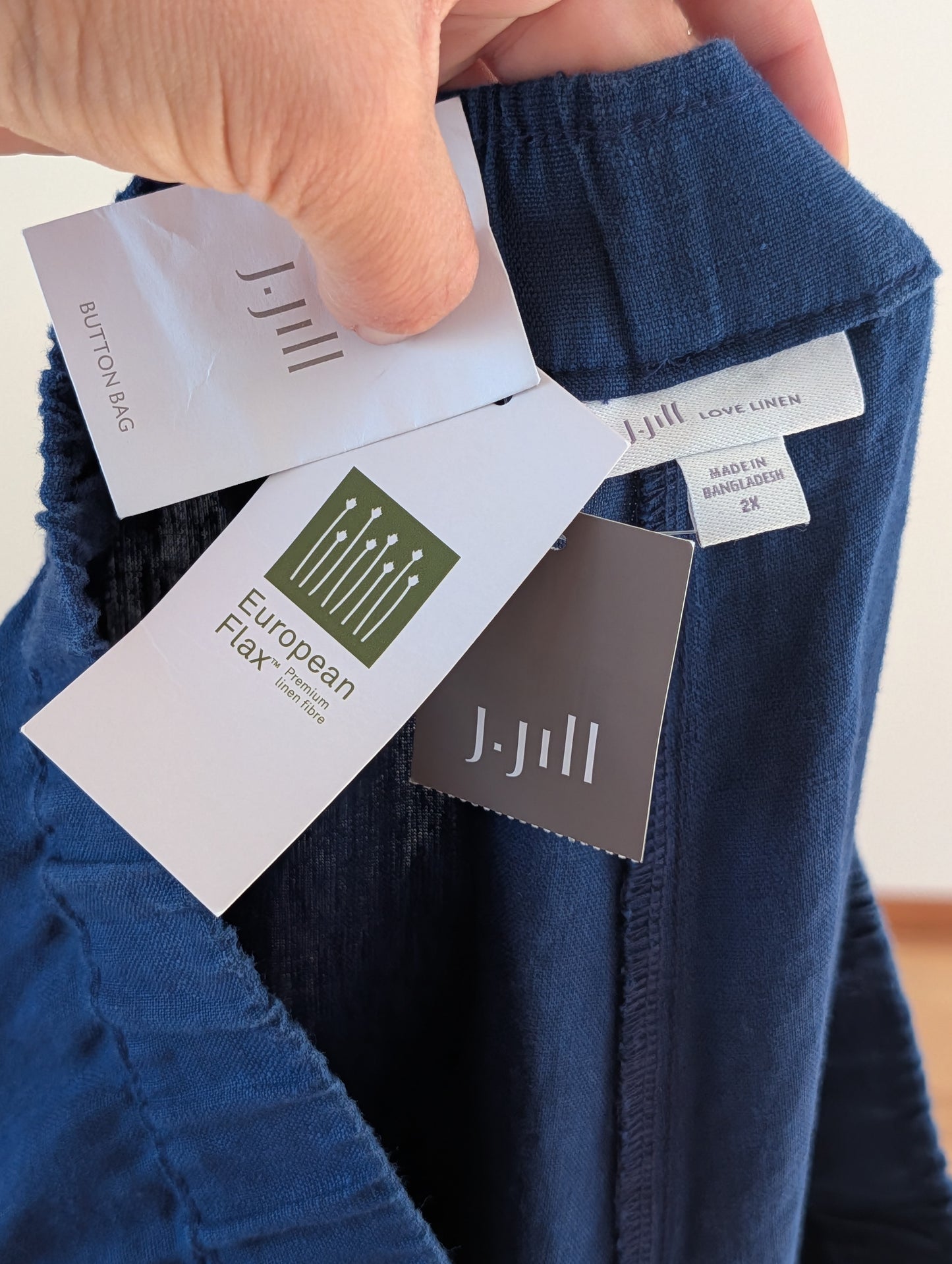 NWT J.Jill Navy European Flax 100% Linen Pants - 2X