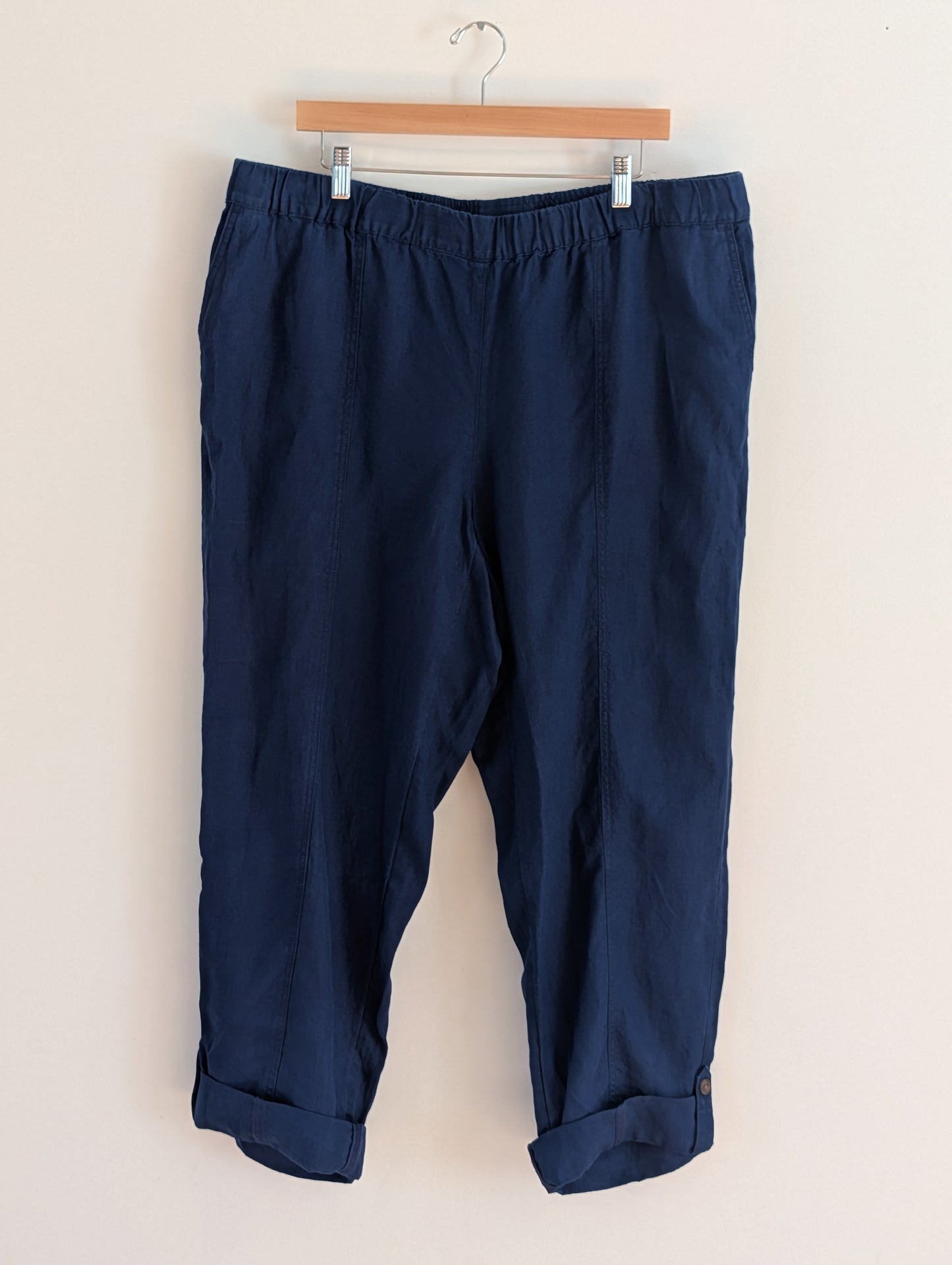 NWT J.Jill Navy European Flax 100% Linen Pants - 2X