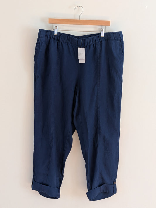 NWT J.Jill Navy European Flax 100% Linen Pants - 2X