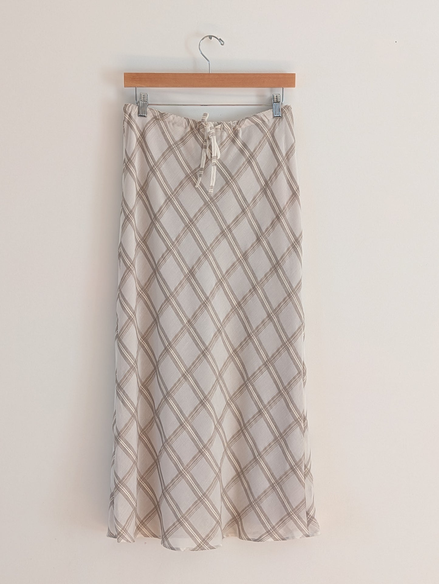 Liz Claiborne Linen Rayon Plaid Maxi Skirt - S