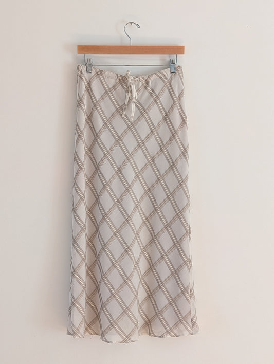 Liz Claiborne Linen Rayon Plaid Maxi Skirt - S