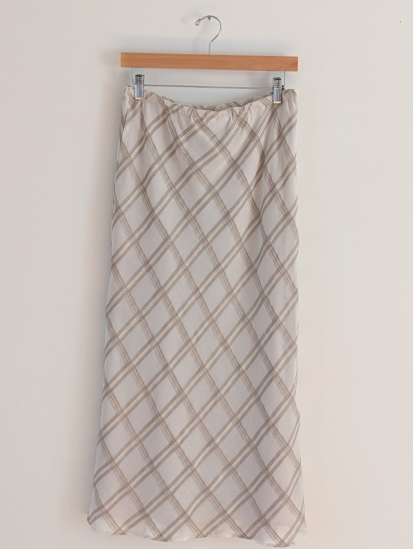 Liz Claiborne Linen Rayon Plaid Maxi Skirt - S