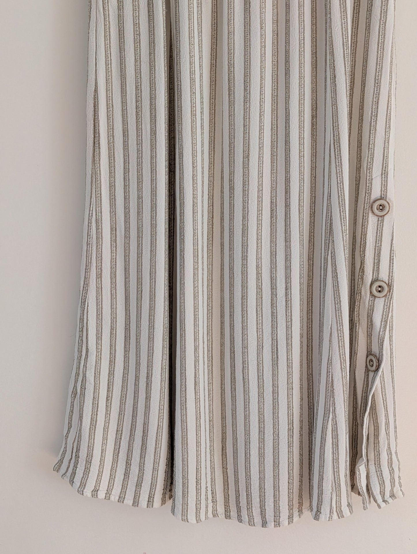 Vintage Cynthia Max Relax Striped Button-Slit Maxi Skirt - S