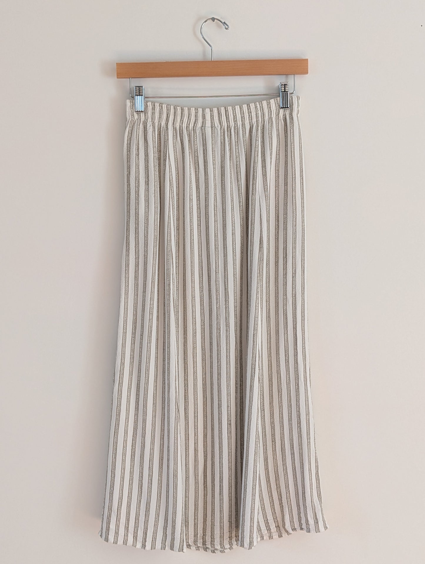 Vintage Cynthia Max Relax Striped Button-Slit Maxi Skirt - S