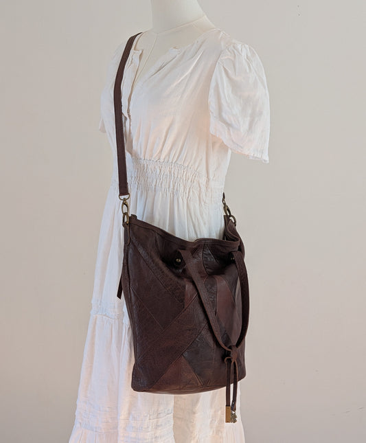 Lucky Brand Leather Patchwork Convertible Tote Crossbody Bag