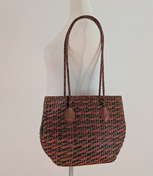 Vintage Franco Sarto Multicolor Woven Leather Shoulder Tote