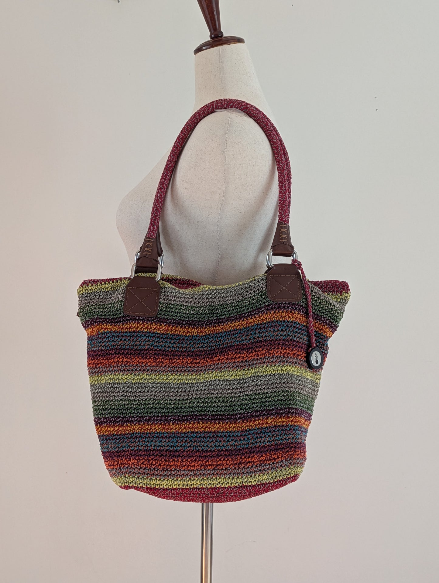 The Sak Multicolor Striped Crochet Shoulder Tote Bag