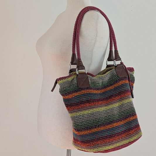 The Sak Multicolor Striped Crochet Shoulder Tote Bag