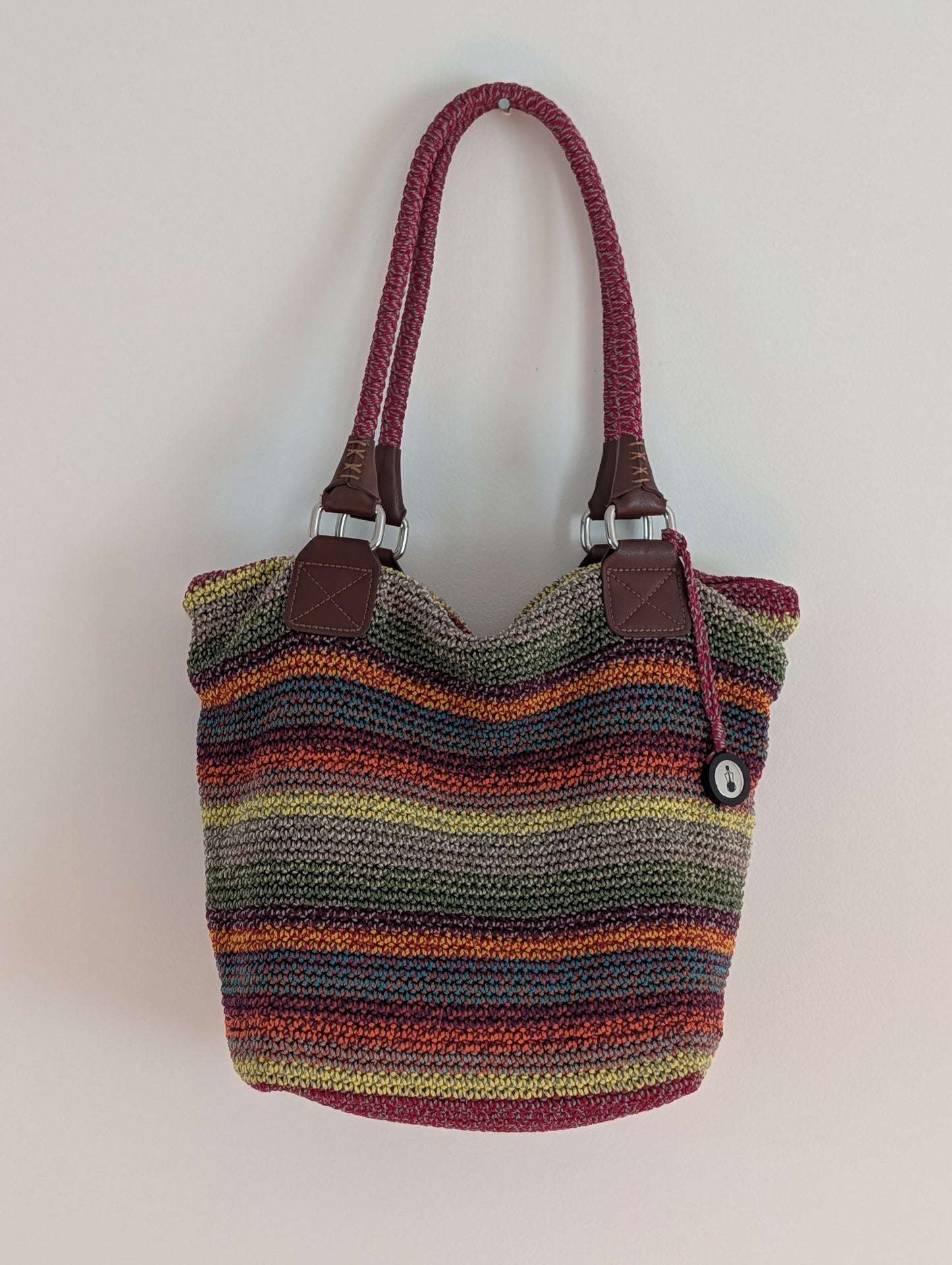 The Sak Multicolor Striped Crochet Shoulder Tote Bag