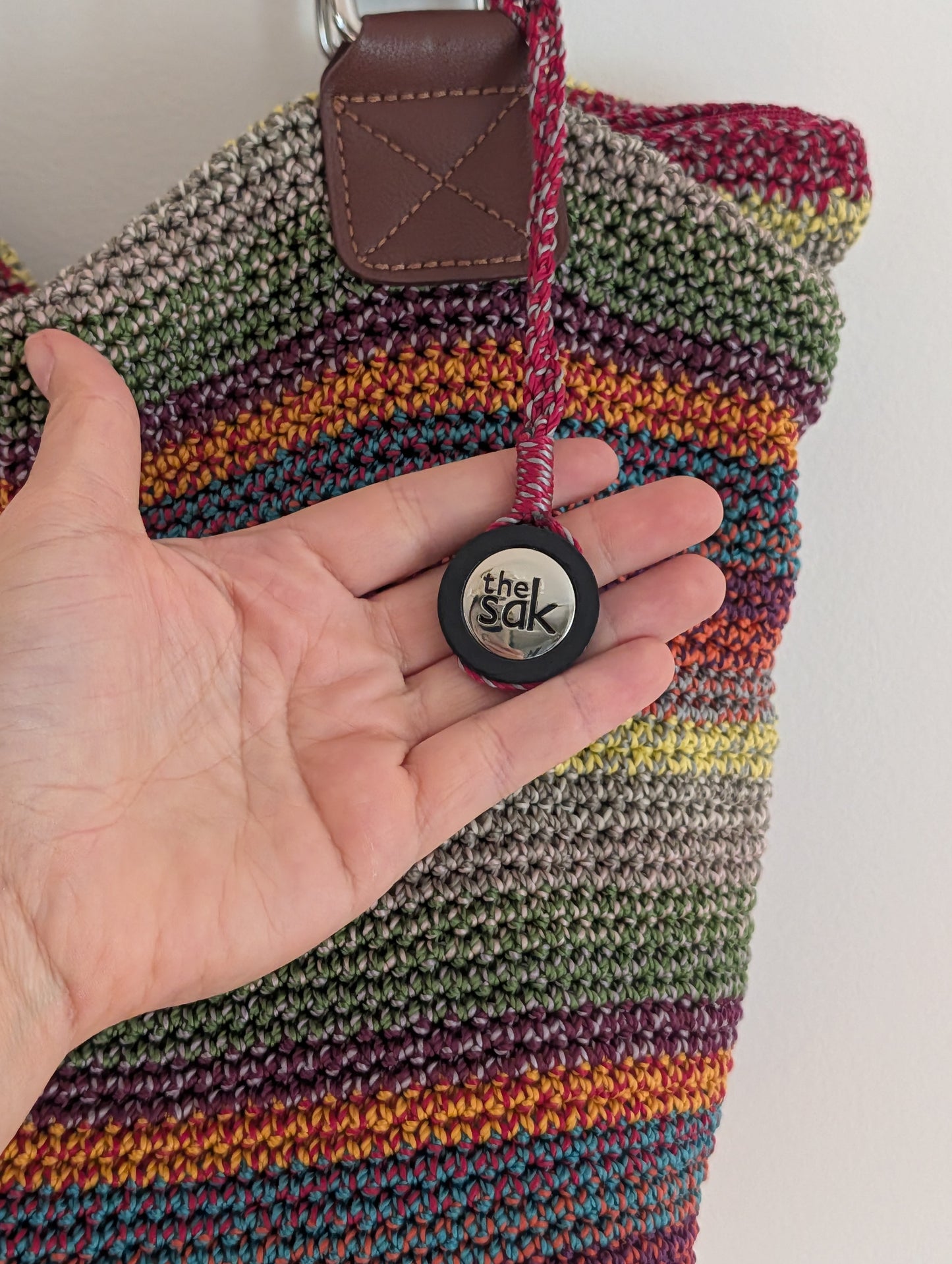 The Sak Multicolor Striped Crochet Shoulder Tote Bag