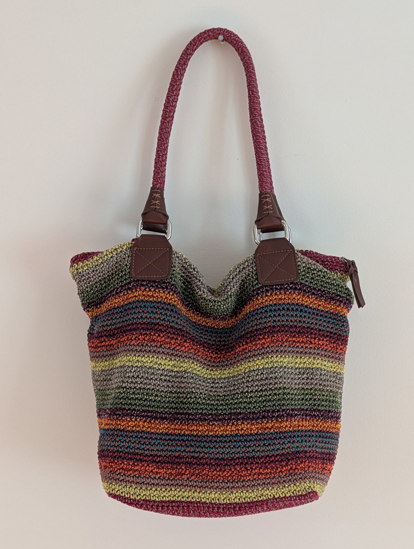 The Sak Multicolor Striped Crochet Shoulder Tote Bag