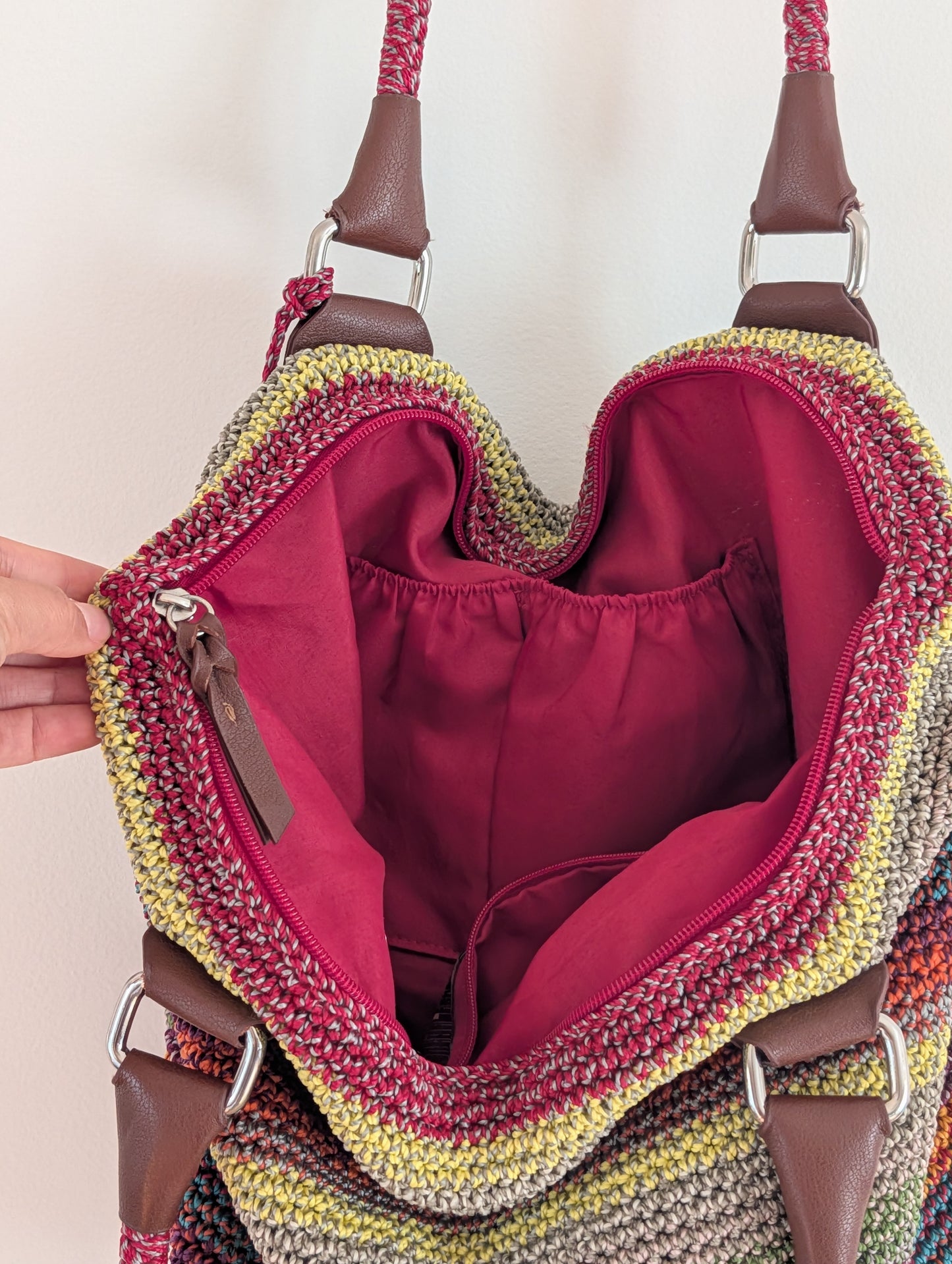 The Sak Multicolor Striped Crochet Shoulder Tote Bag