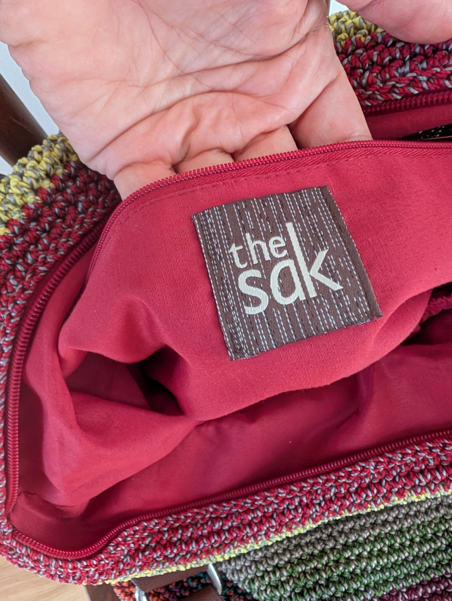 The Sak Multicolor Striped Crochet Shoulder Tote Bag