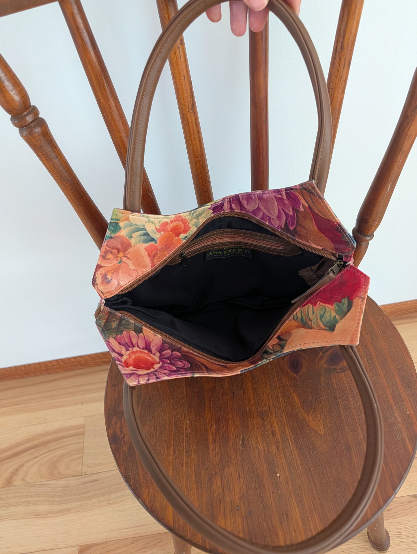 Ana Perico Argentina Genuine Leather Floral Shoulder Bag