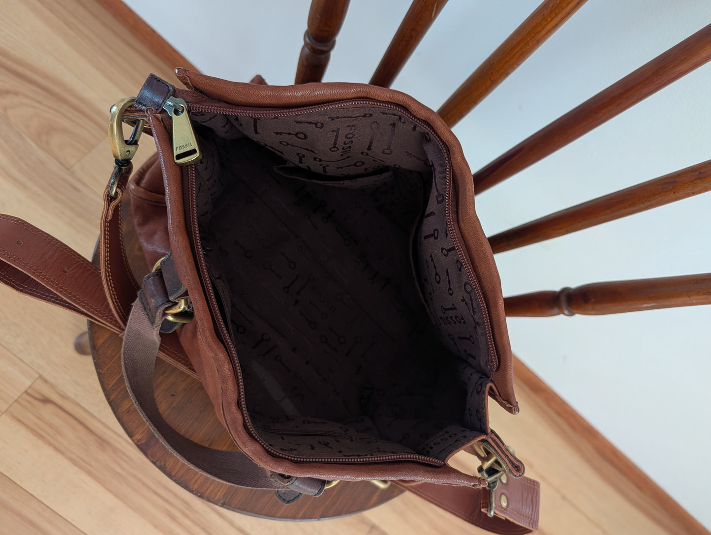 Fossil Long Live Vintage Brown Leather Convertible Satchel Bag