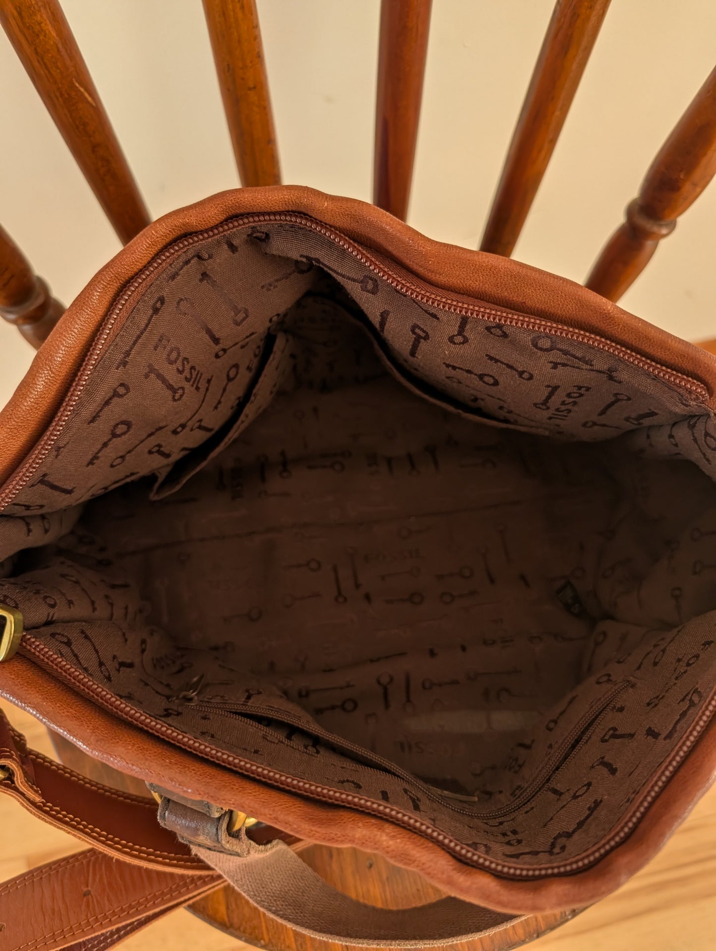Fossil Long Live Vintage Brown Leather Convertible Satchel Bag