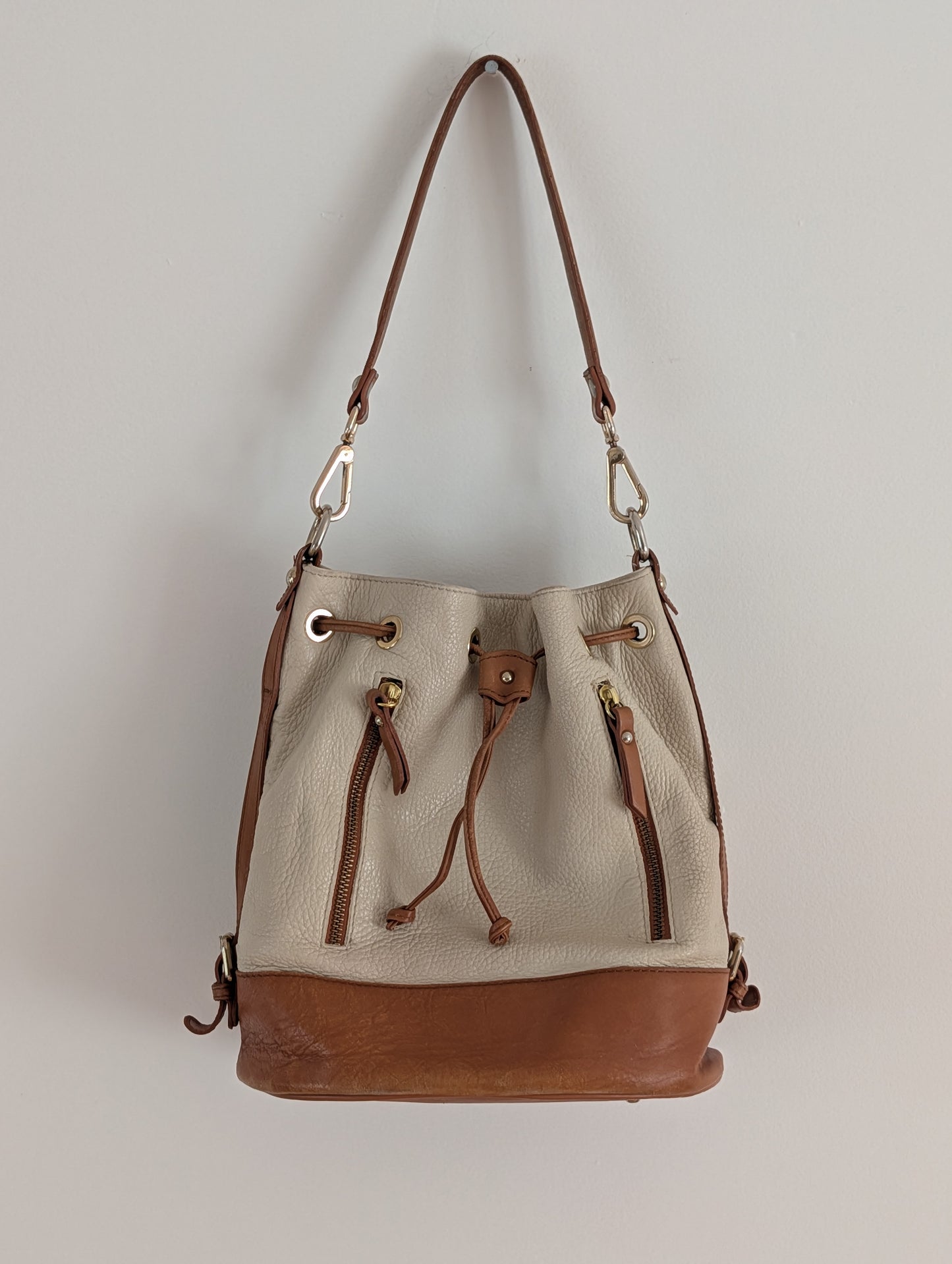 Cristina Made in Italy Leather Convertible Bucket Bag
