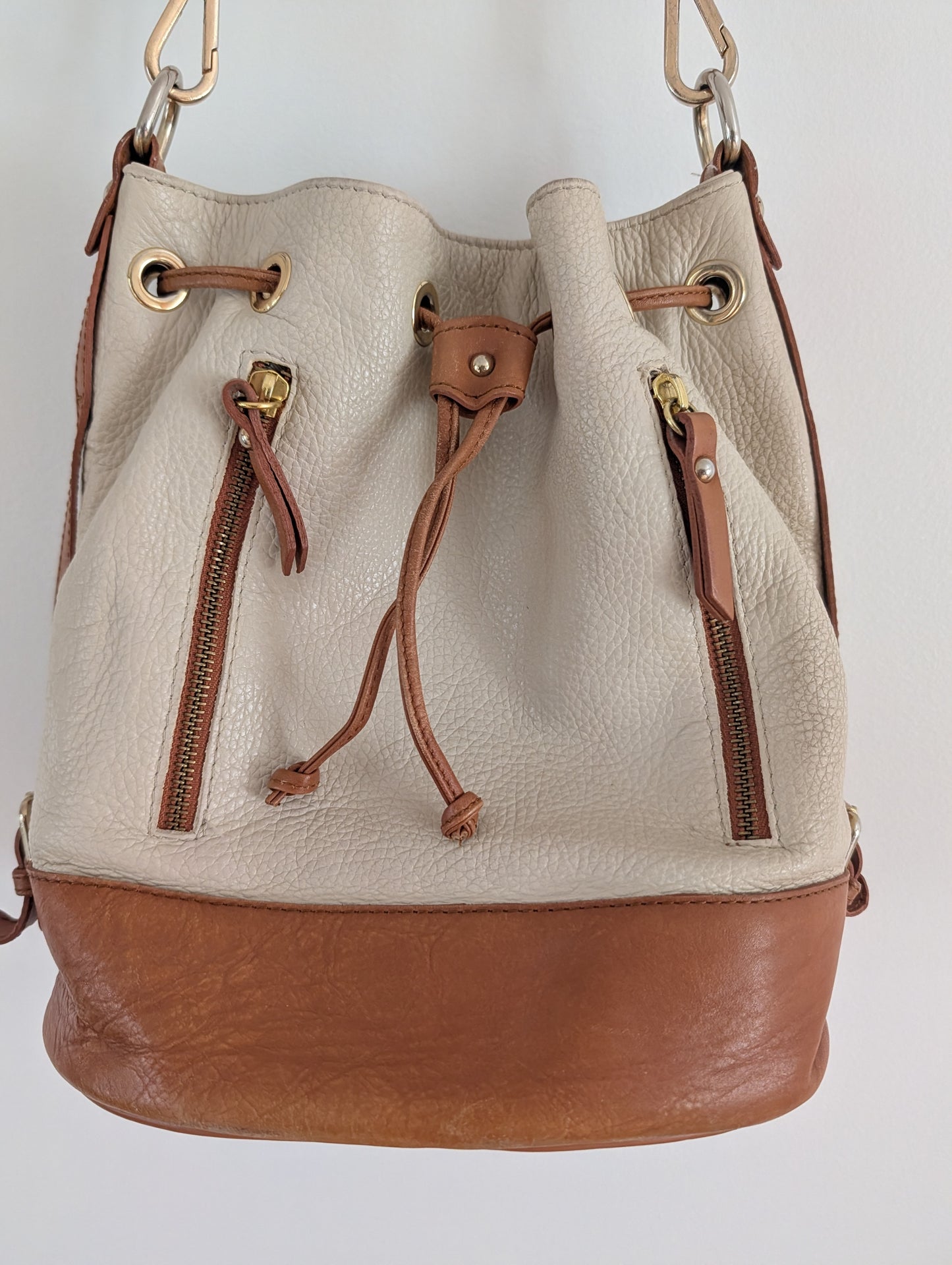 Cristina Made in Italy Leather Convertible Bucket Bag