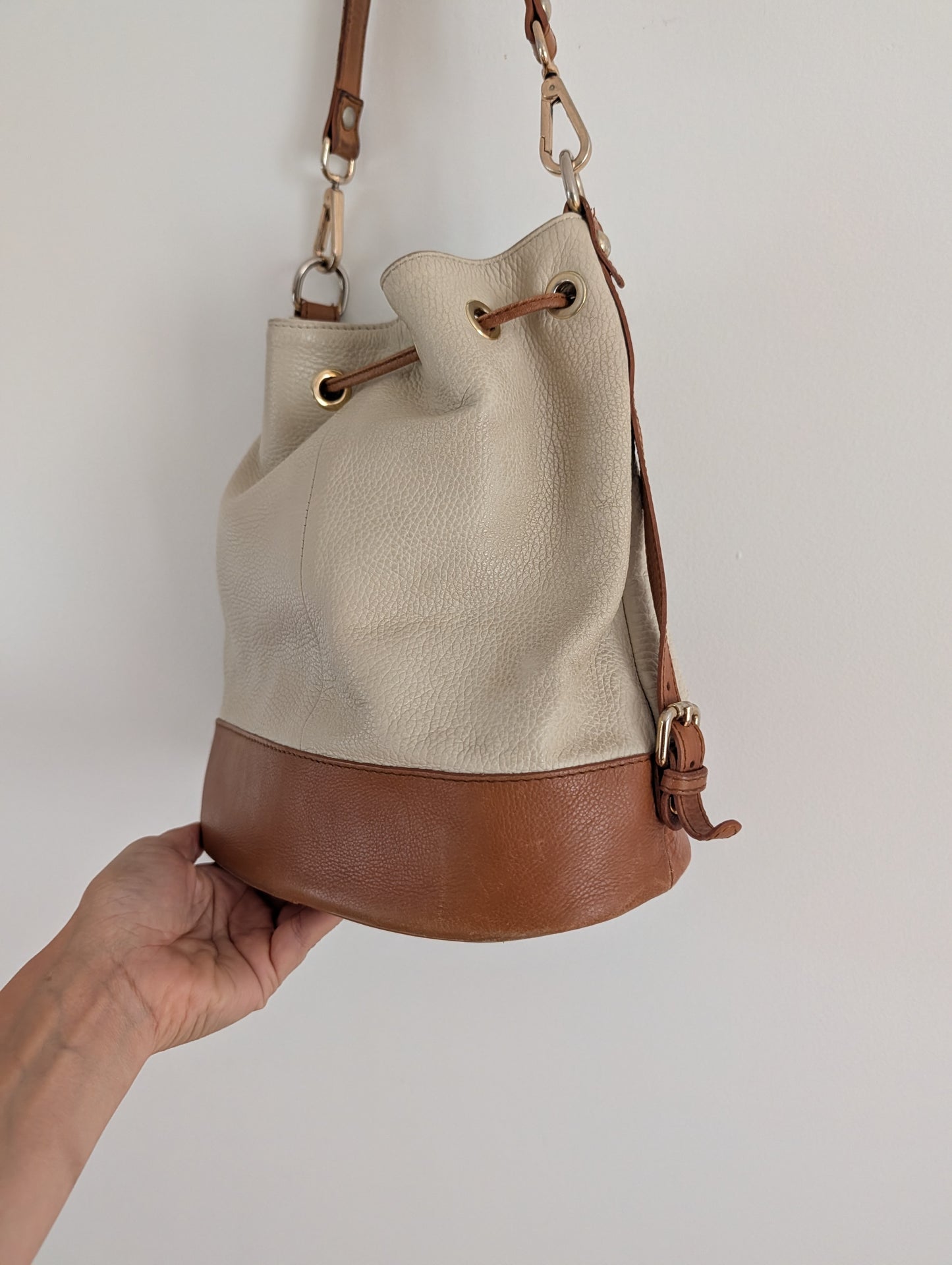 Cristina Made in Italy Leather Convertible Bucket Bag