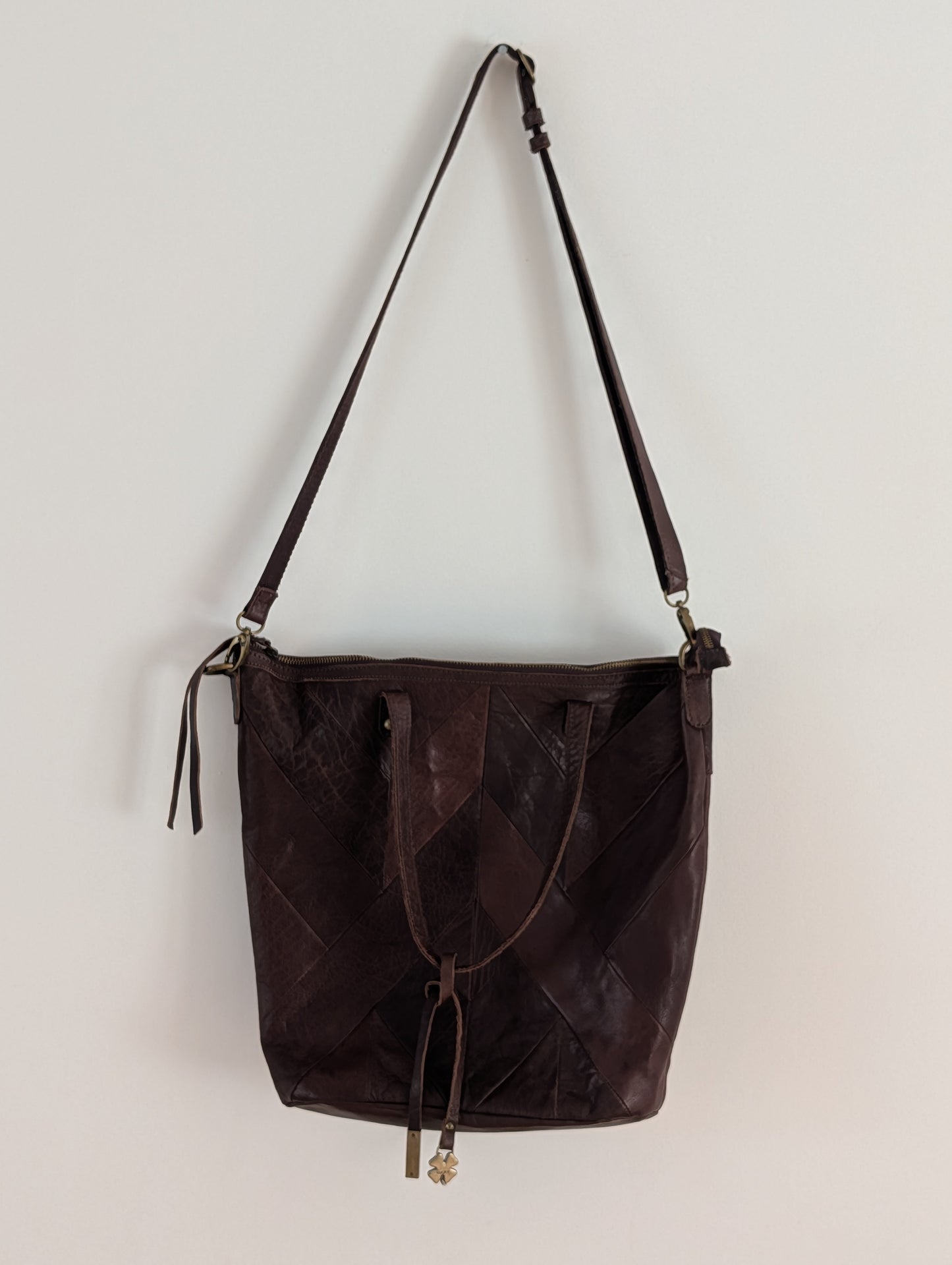 Lucky Brand Leather Patchwork Convertible Tote Crossbody Bag