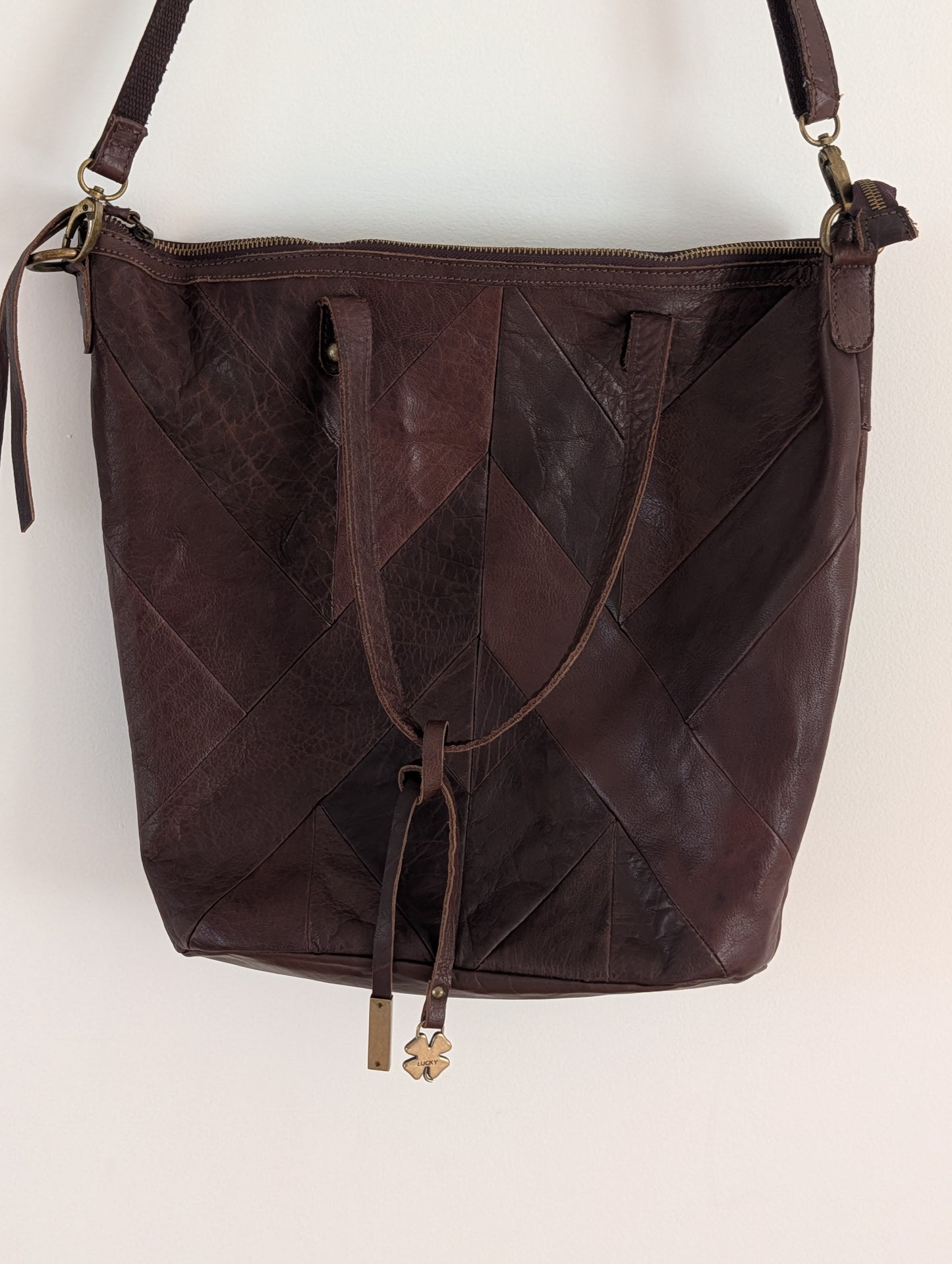 Lucky Brand Leather Patchwork Convertible Tote Crossbody Bag