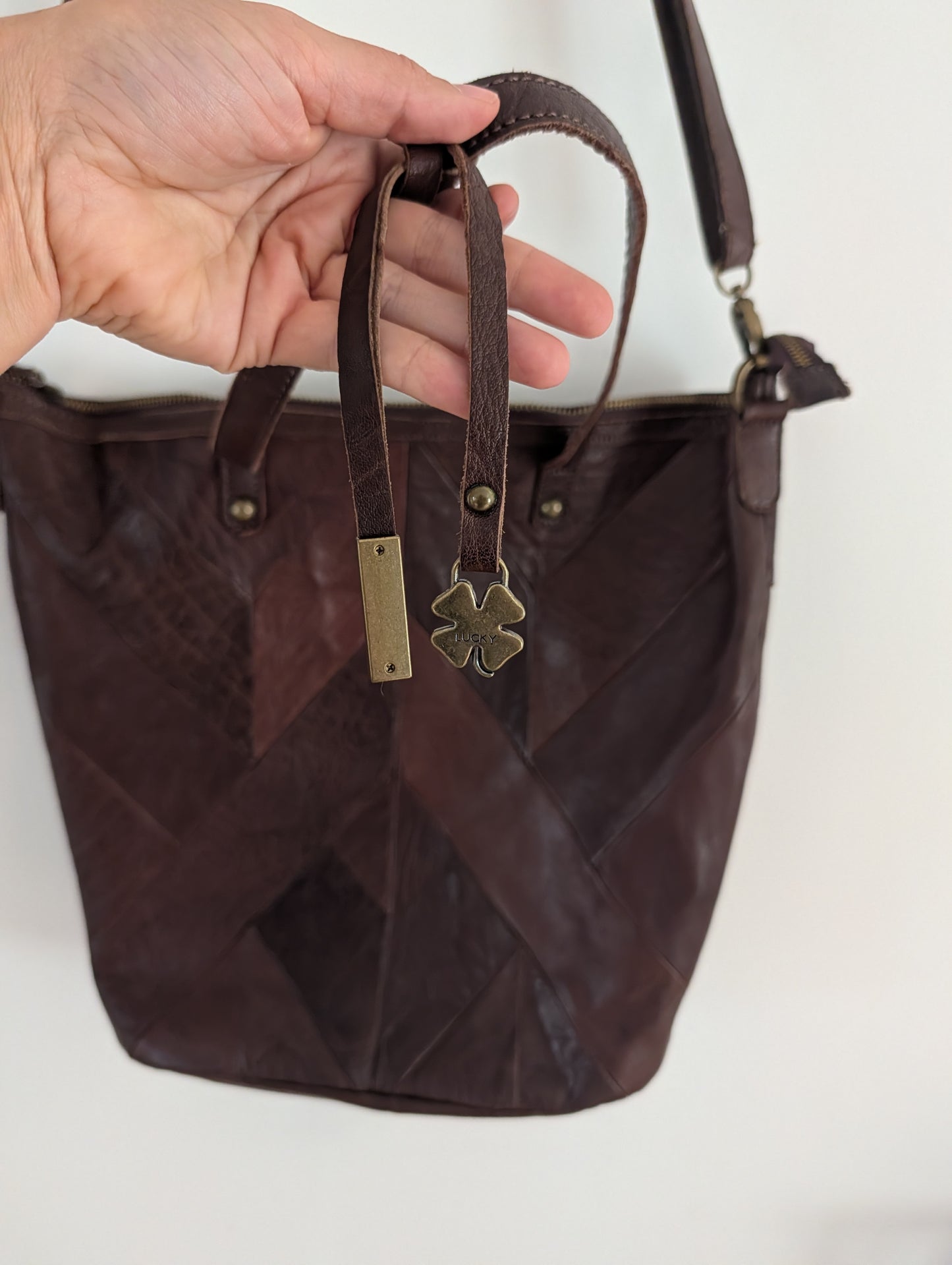 Lucky Brand Leather Patchwork Convertible Tote Crossbody Bag