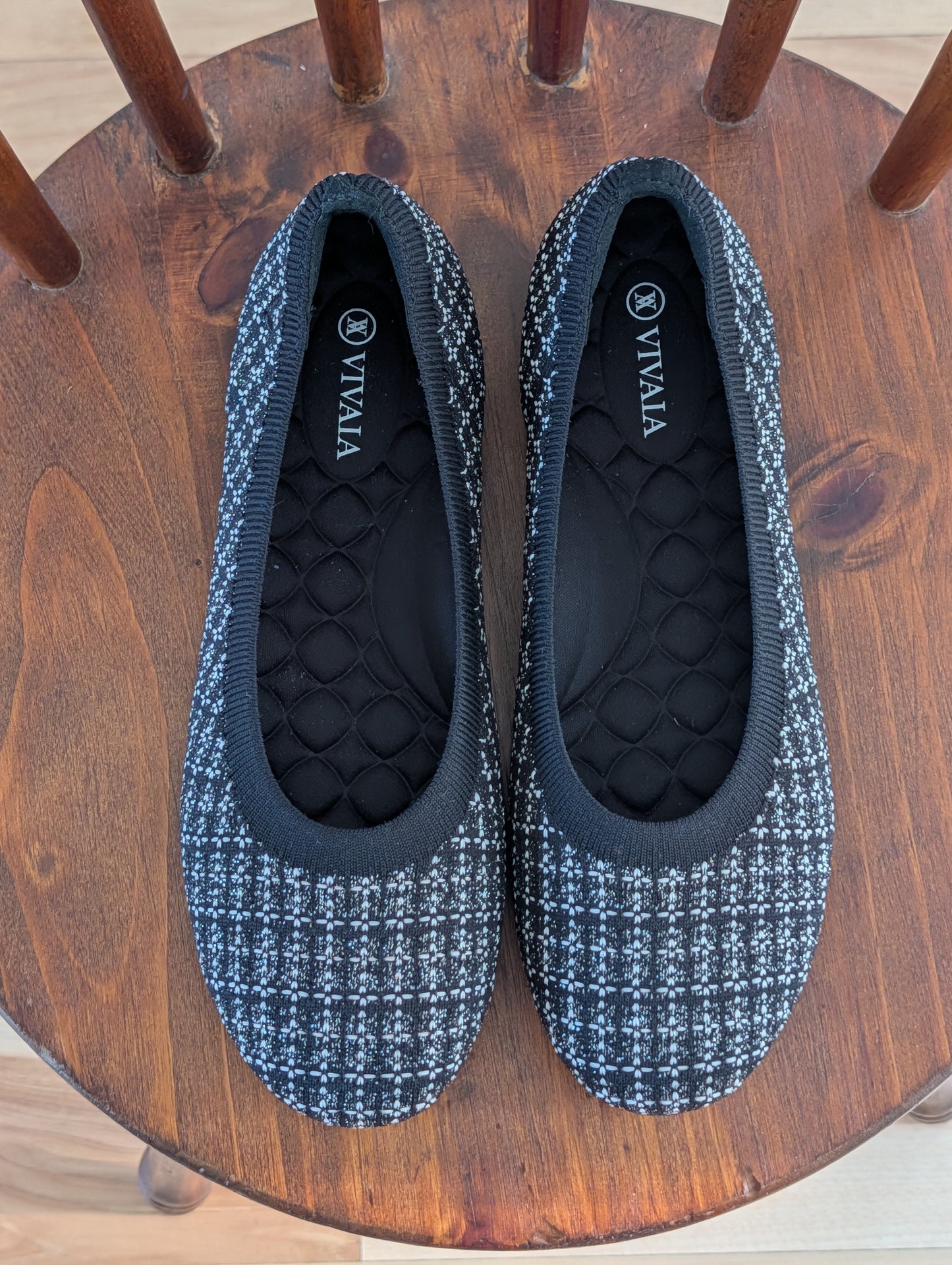 VIVAIA Black Tweed Ballet Flats – 9