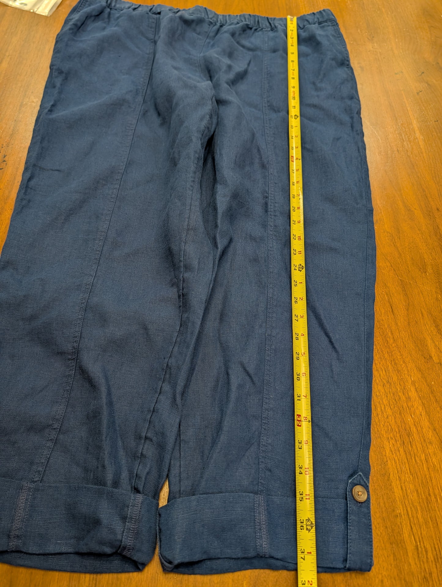 NWT J.Jill Navy European Flax 100% Linen Pants - 2X