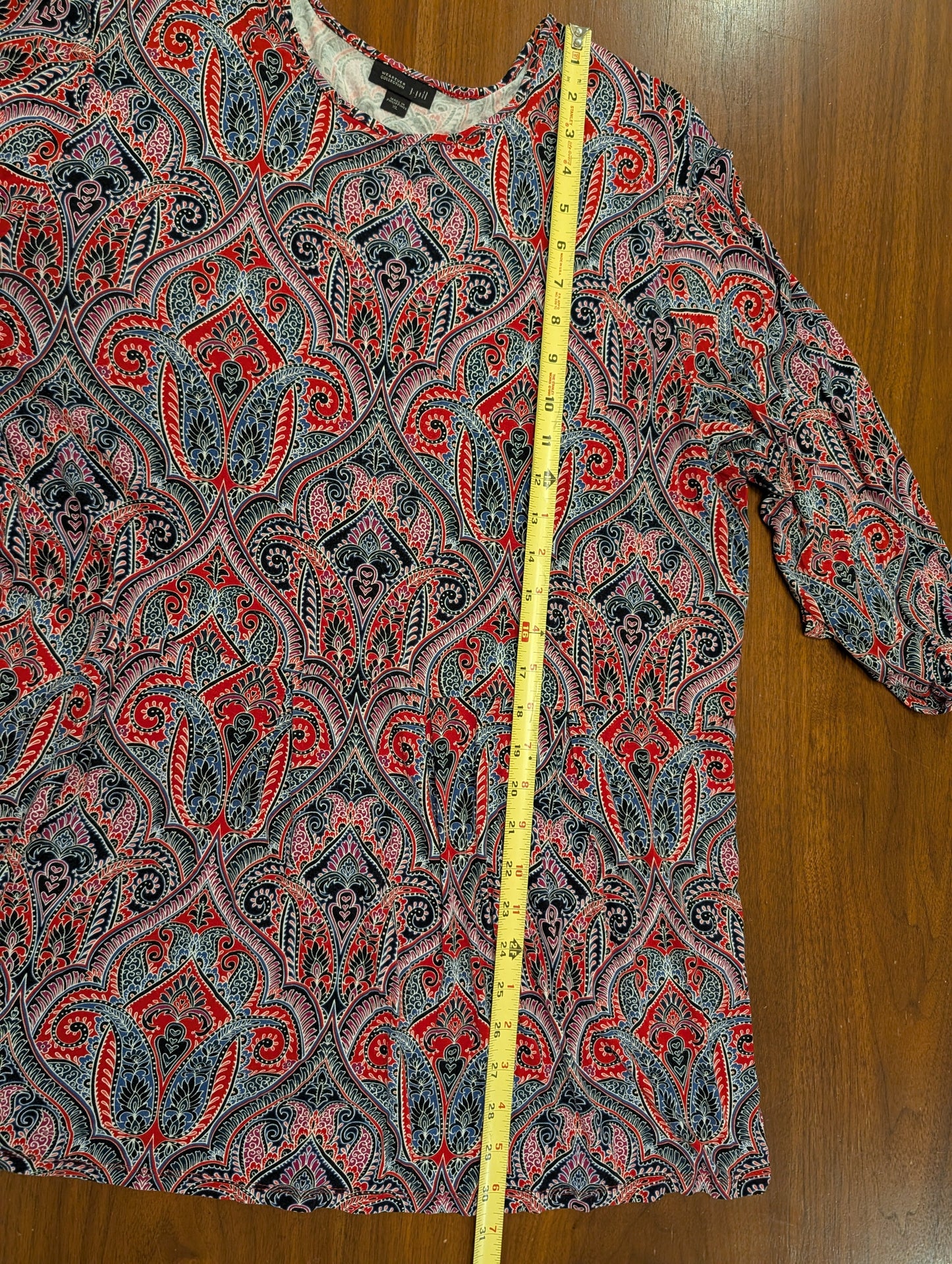 J.Jill Wearever Red Paisley Tunic Top – XL