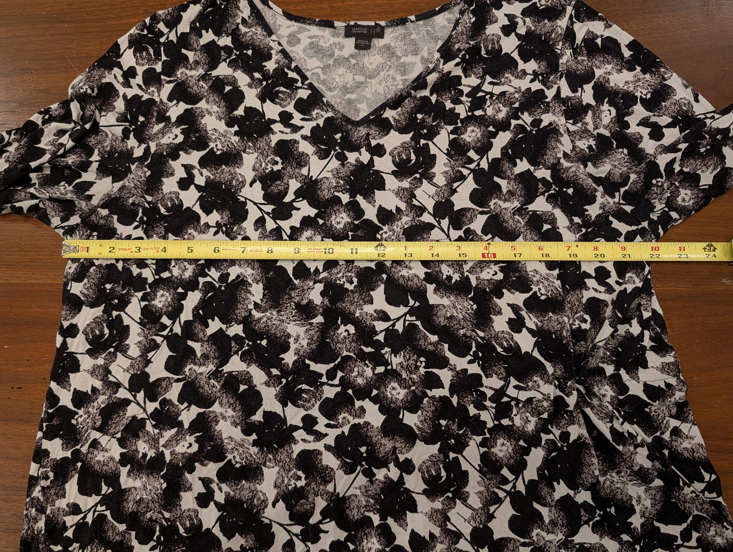 J.Jill Wearever Black Floral Tunic Top – XL