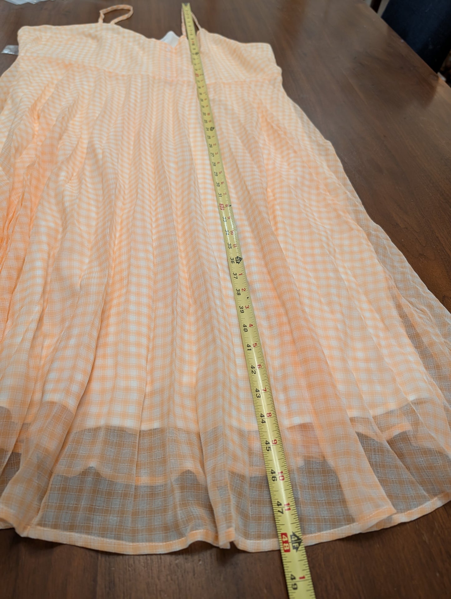 NWT ModCloth Peach Gingham Midi Dress – 1X