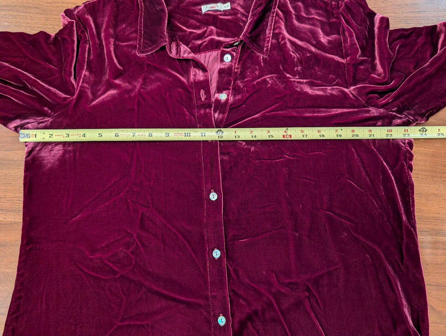 Faherty Genevieve Burgundy Silk Velvet Shirt – XL
