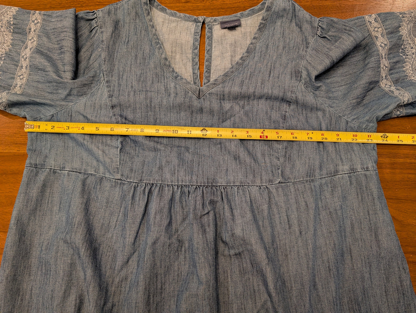 J.Jill Chambray Lace Embroidered Trim Dress - 1X