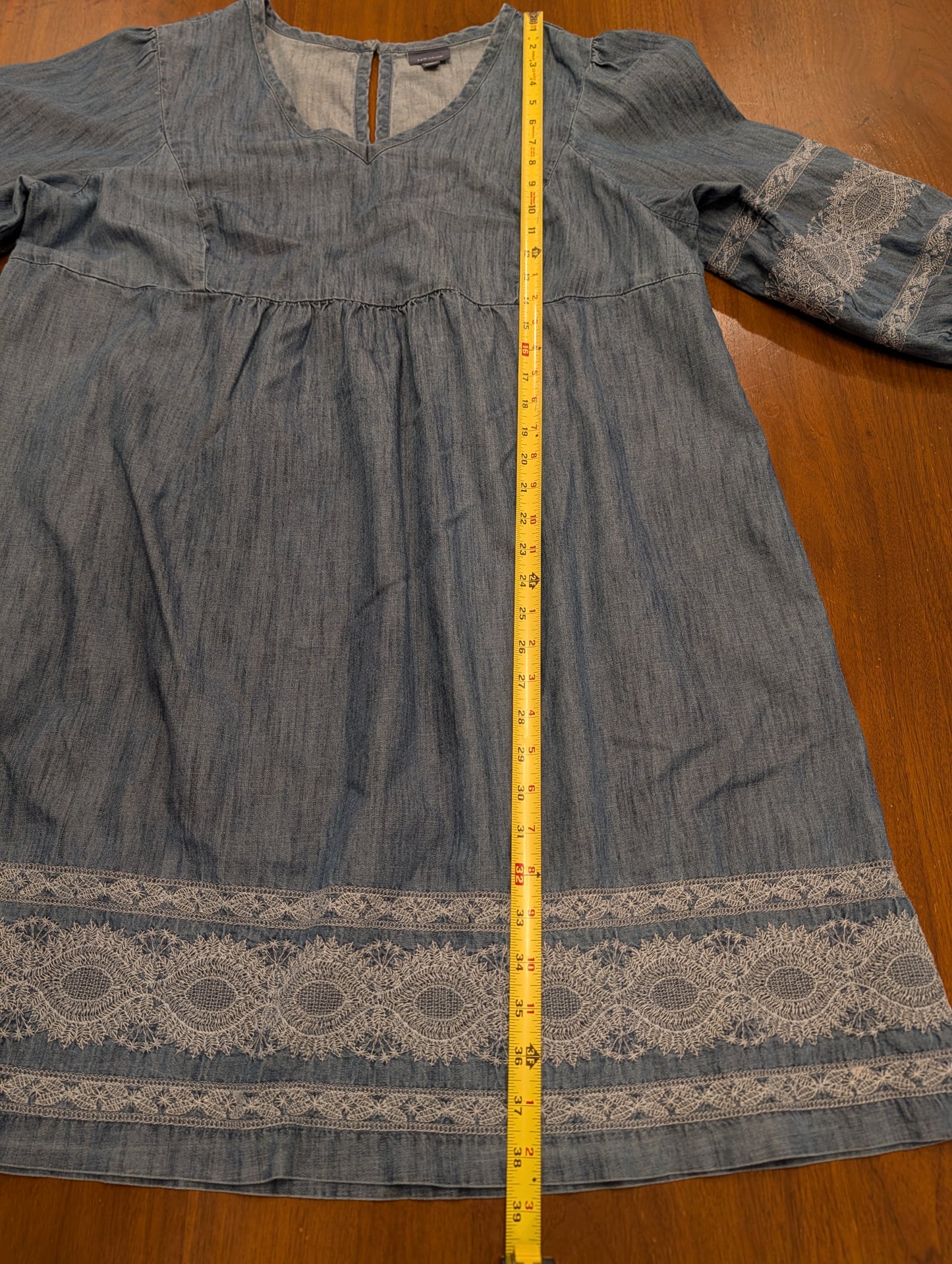 J.Jill Chambray Lace Embroidered Trim Dress - 1X