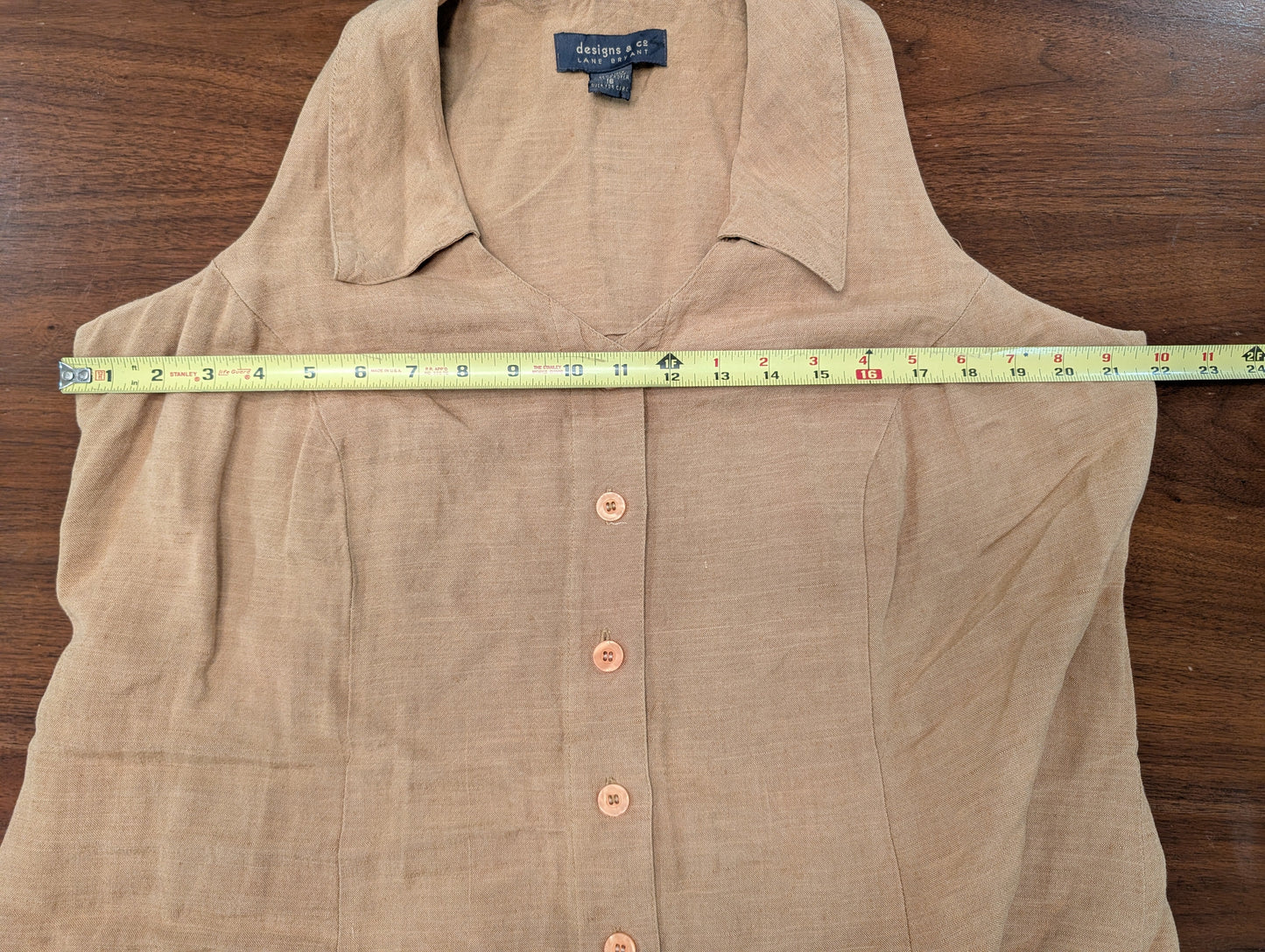 Vintage Lane Bryant Linen Button-Front Midi Dress - 16