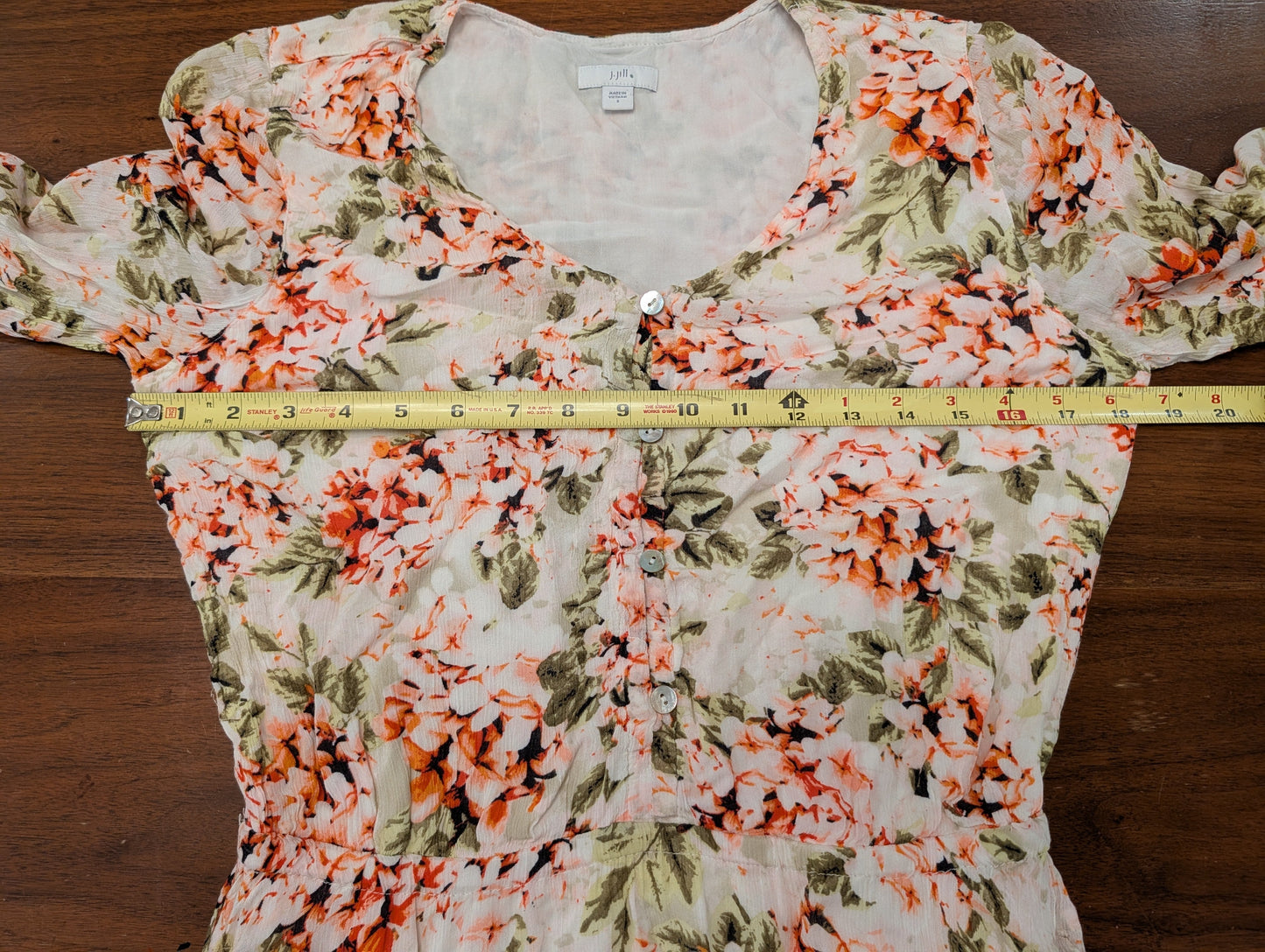 J.Jill Floral Button Front Midi Dress – S