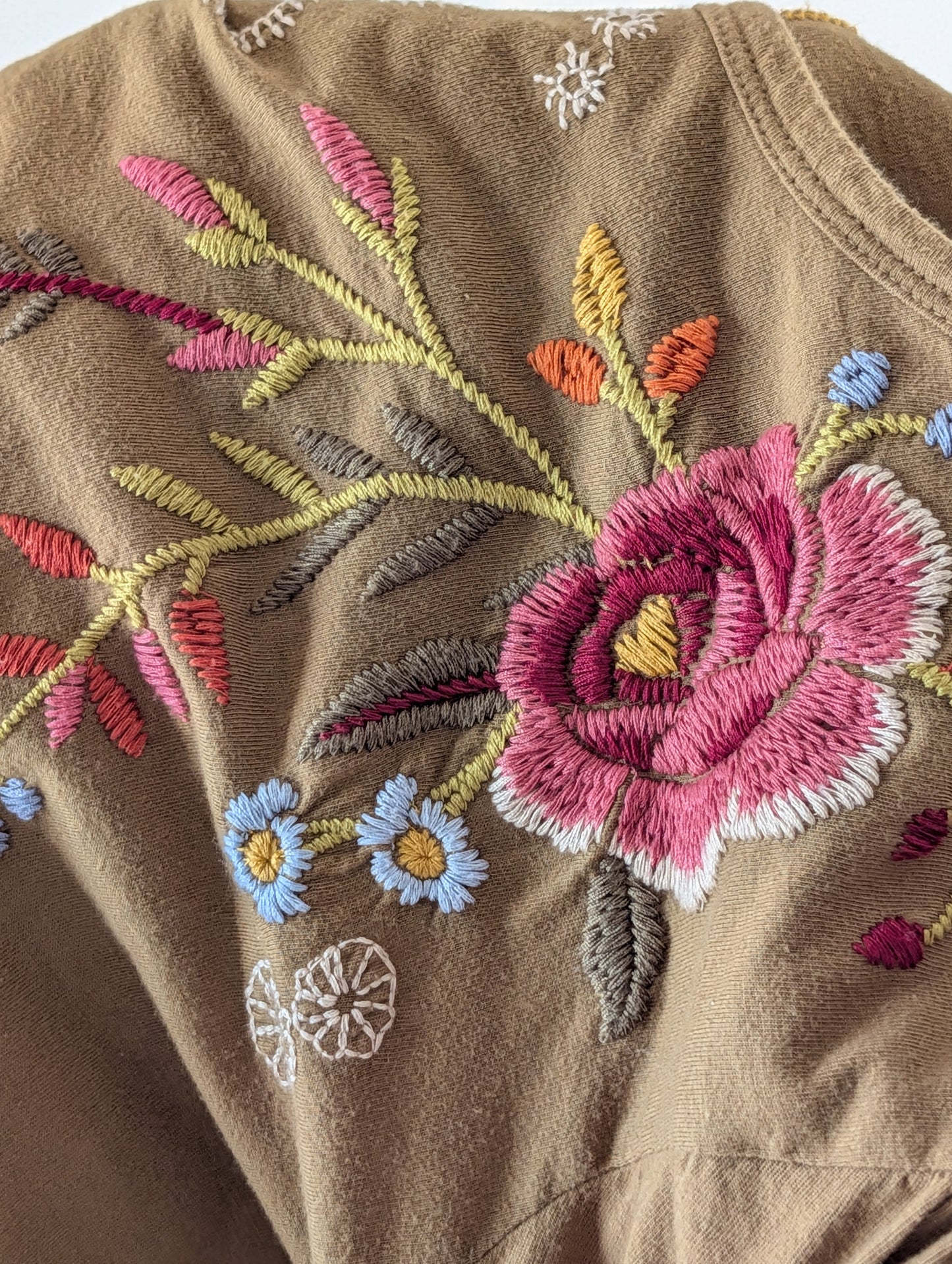 Johnny Was Floral Embroidered Whimsical Cotton Top -S
