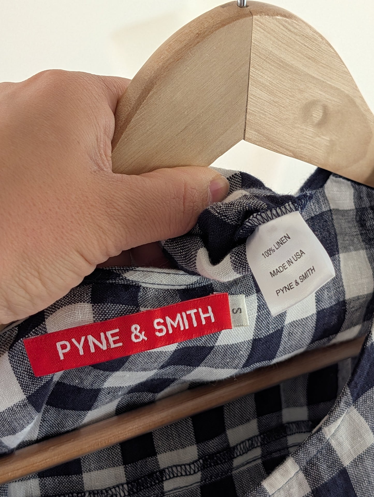 Pyne Smith Gingham Linen Top Pockets - S
