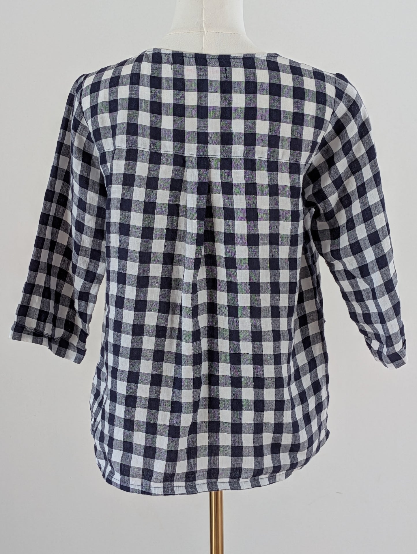Pyne Smith Gingham Linen Top Pockets - S