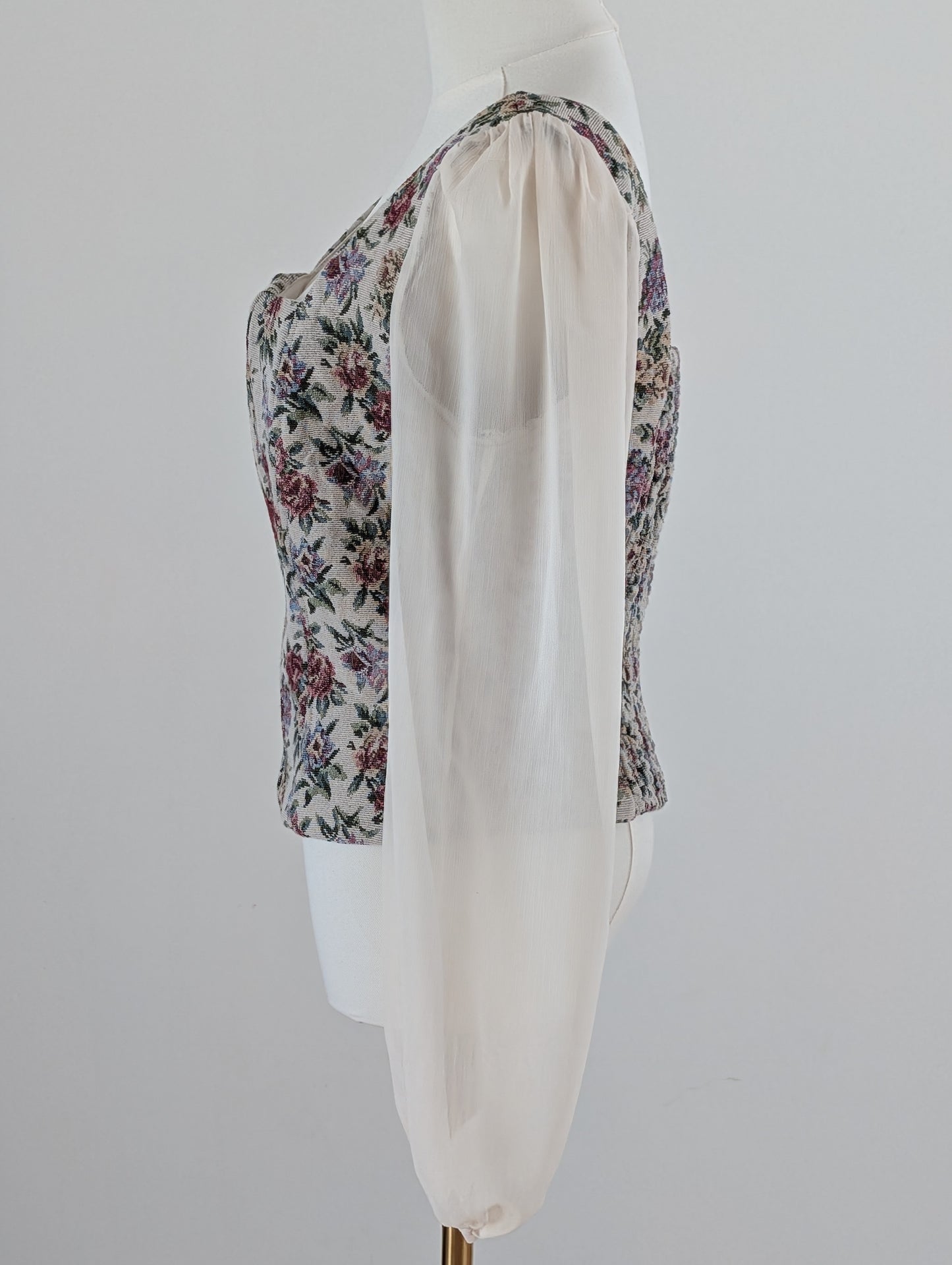 NWT Willow Root Corset Floral Tapestry Blouse - M