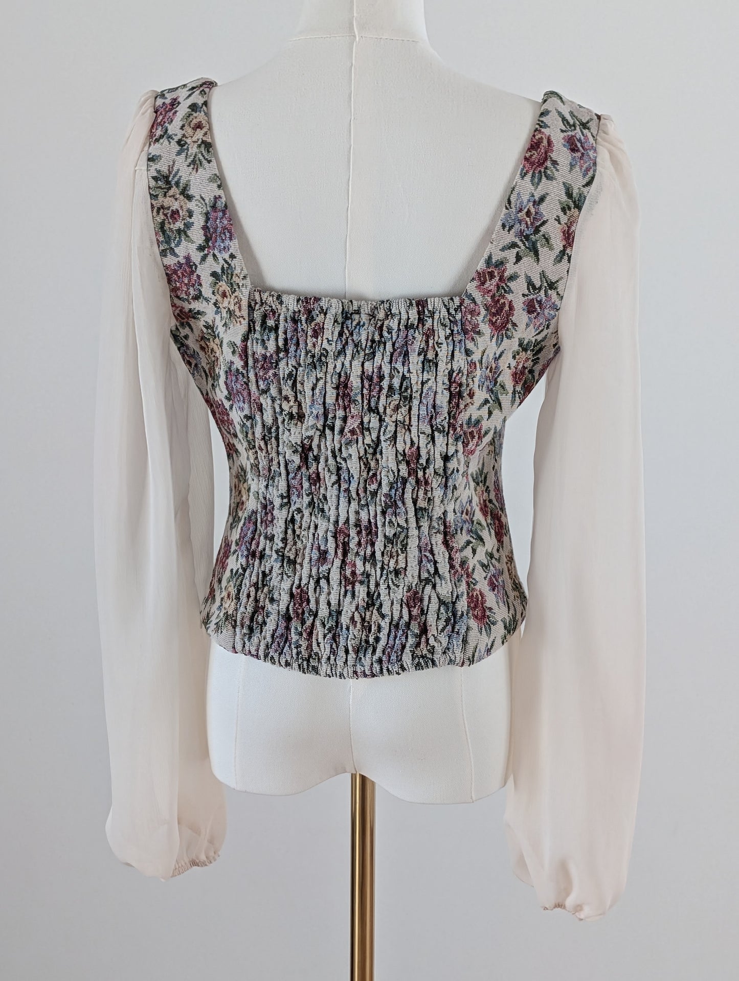 NWT Willow Root Corset Floral Tapestry Blouse - M