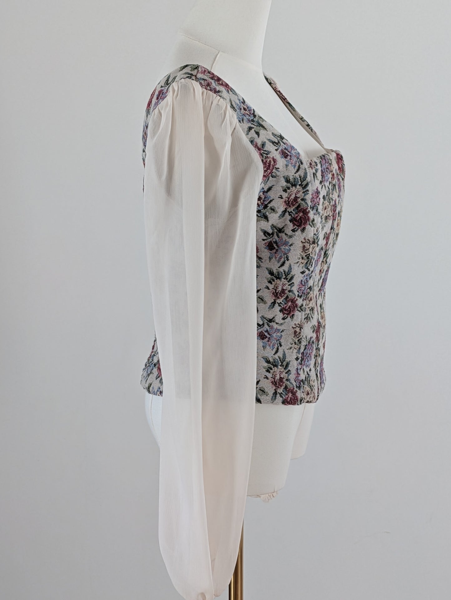 NWT Willow Root Corset Floral Tapestry Blouse - M